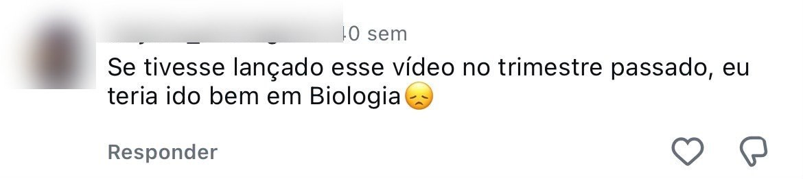 Comentário de aluno sobre o Bio X